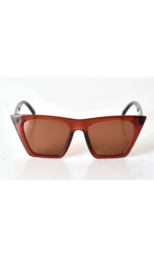 Kahverengi Şeffaf Çerçeveli Unisex Güneş Gözlüğü - Moda Gözlük