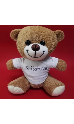 Kahverengi Seni Seviyorum Tişörtlü Ayı