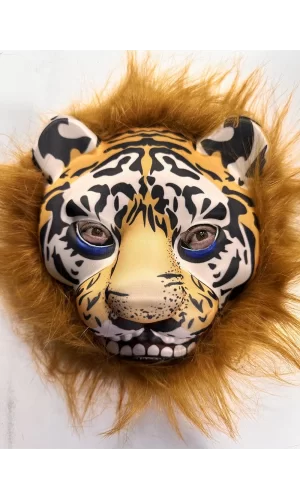 Kahverengi Yeleli Saçlı Peluş Aslan Maskesi Mega Peluş 23 No