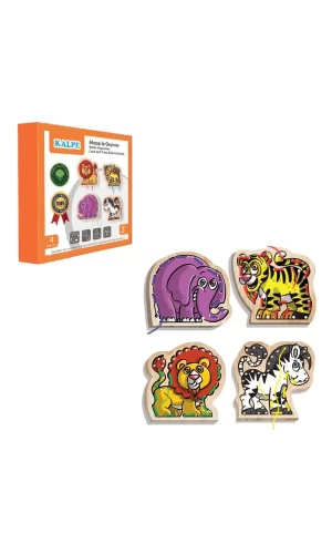 Kal-1019-1020 Chiva, Ahşap İp Geçirme- Safari Hayvanlar
