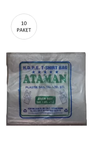 Kalın Şeffaf Atlet Poşet Orta Boy 27x47 Cm 1 Kg (10 Paket-Takriben 1,450 Adet)