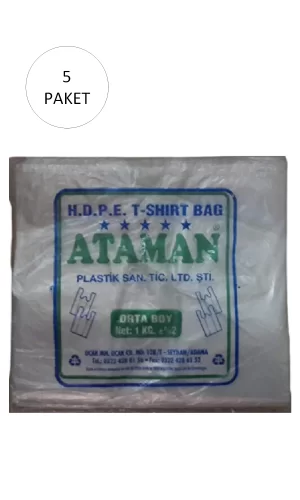 Kalın Şeffaf Atlet Poşet Orta Boy 27x47 Cm 1 Kg (5 Paket-Takriben 725 Adet)