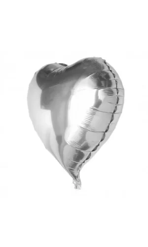 Kalp Balon Folyo Gümüş 60 Cm 24 İnç