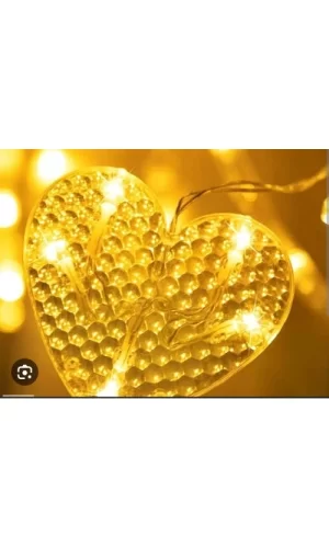 Kalp Perde Led 3m 6 Sıra 12 Adet Kalp Led ışık Gün Işığı