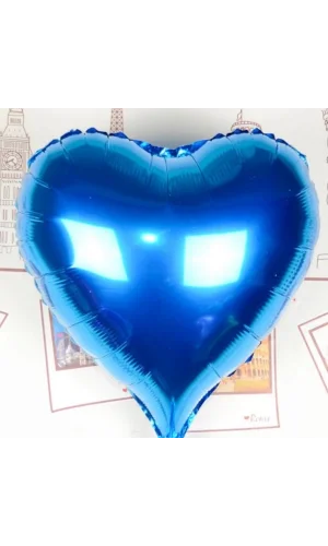 Kalp Uçan Balon Folyo Mavi 80 Cm 32 İnç