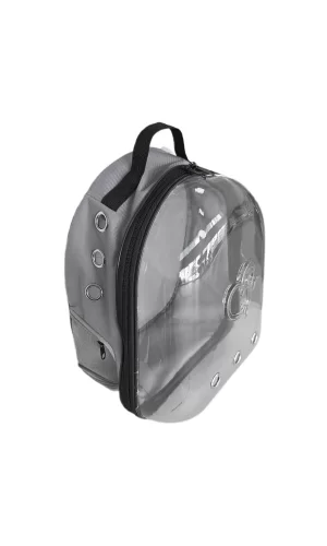 Kalpli Patili Astronot Şeffaf Taşıma Sırt Çantası Gri 24x32x42 cm