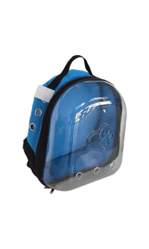 Kalpli Patili Astronot Şeffaf Taşıma Sırt Çantası Mavi 24x32x42 cm