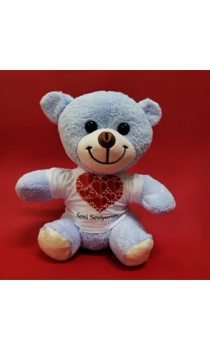 Kalpli Seni Seviyorum Yazılı Tişörtlü Peluş Ayıcık