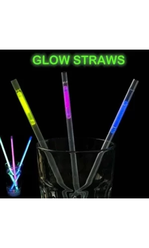 Karanlıkta Parlayan Glow  Fosforlu Pipet 3 Renk 3 Adet