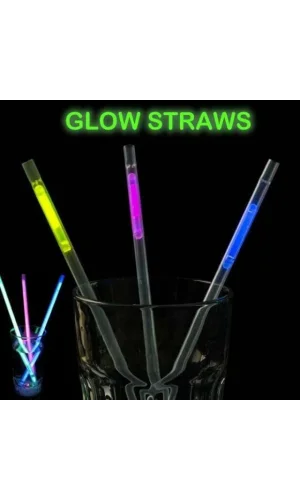 Karanlıkta Parlayan Glow  Fosforlu Pipet 3 Renk 3 Adet