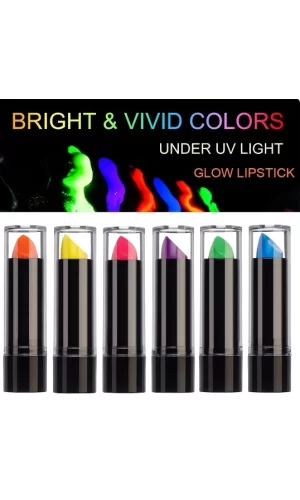 Karanlıkta Parlayan Yanan Uv Neon Ruj Yüz Boyama 6 Adet 6 Renk