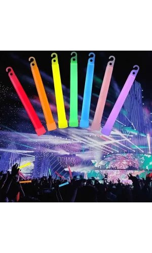 Karanlıkta Yanan Asılabilir İp Aparatlı Glow Stick Kolye Glow Stick Lamba 6 Adet 6 Renk 15 Cm
