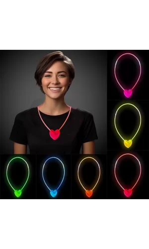 Karanlıkta Yanan Glow Kalp Şekilli Kolye 6 Renk 6 Adet