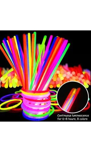 Karanlıkta Yanan Parlayan Fosforlu Glow Stick Çubuk Bileklik 50 Adet