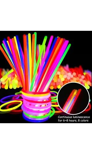 Karanlıkta Yanan Parlayan Fosforlu Glow Stick Çubuk Bileklik 50 Adet