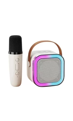 Karaoke Kablosuz Hoparlör Mikrofonlu Rgb Işıklı Bluetooth Speaker Tf Kart/usb Beyaz