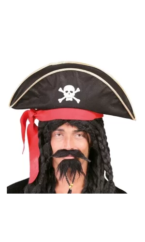 Karayip Korsanları Kaptan Jack Kadife Korsan Şapkası Yetişkin