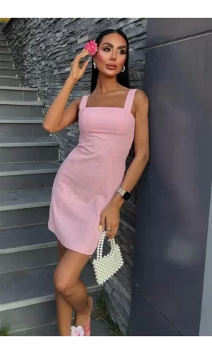 Kare Yaka Mini Elbise 2903