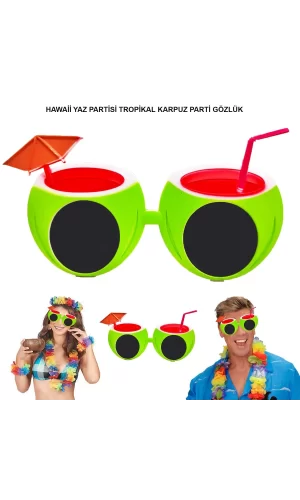 Karpuz Şekilli Tropikal Hawaii Yaza Merhaba Parti Gözlüğü
