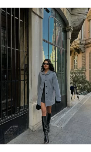 KAŞE CEKET 4 DÜĞME MODEL - Gri