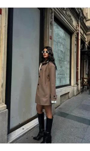KAŞE CEKET 4 DÜĞME MODEL - Vizon