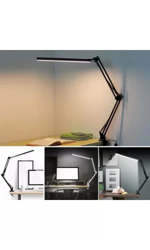 Katlanabilir Led Işık Masa Tutucu Mengeneli Metal 3 Renk Okuma Işığı Çalışma Masası Usbli