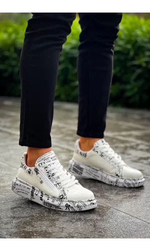 KB-02  Kuback Bağcıklı Crocodile Beyaz Gazete Günlük Erkek Ayakkabı