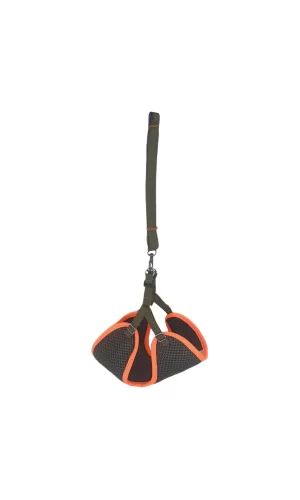 Kedi Köpek Havalı Göğüs Tasma Seti Large 38-45 cm + 130 cm Haki Turuncu