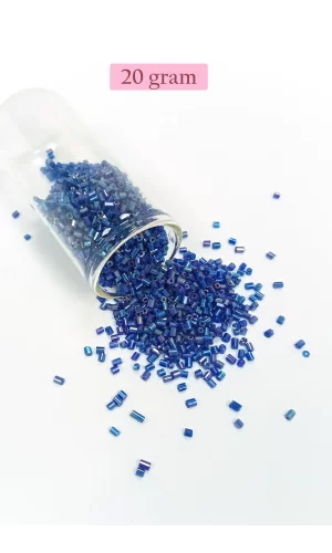 Kesme Cam Boncuk 2mm - 20 Gram - Koyu Mavi -BNC344