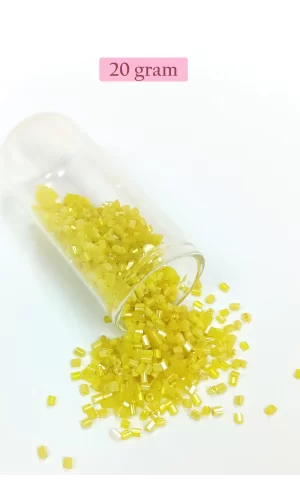 Kesme Cam Boncuk 2mm - 20 Gram - Koyu Sarı -BNC337