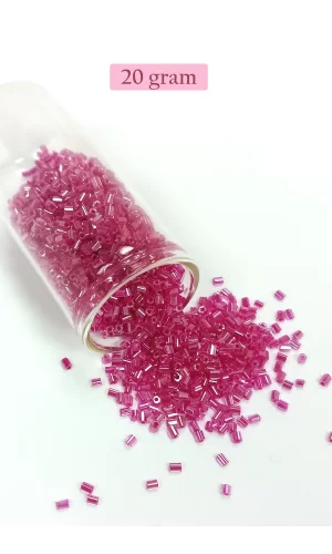 Kesme Cam Boncuk 2mm - 20 Gram - Şeffaf Koyu Pembe -BNC346