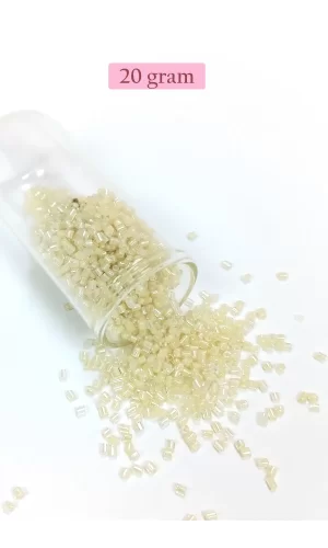 Kesme Cam Boncuk 2mm - 20 Gram - Şeffaf Krem -BNC339