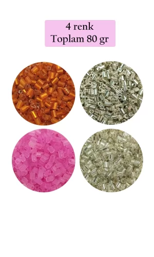 Kesme Cam Boncuk 2mm - 4 Renk - Toplam 80 Gram - BNC441