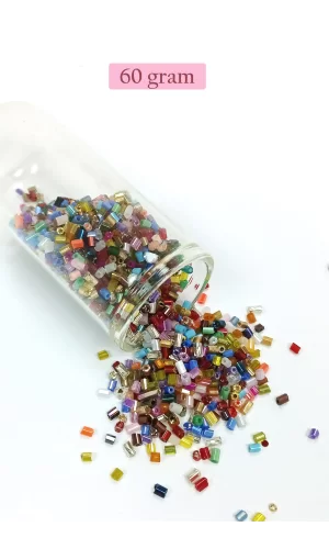 Kesme Cam Boncuk 2mm - 60 Gram - Karışık Renkli - BNC357