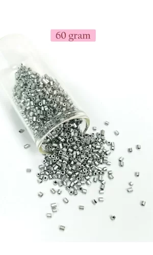 Kesme Cam Boncuk 2mm - 60 Gram - Mat Gümüş - BNC381