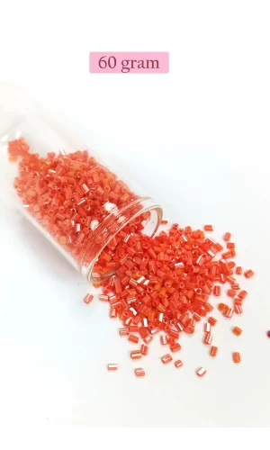 Kesme Cam Boncuk 2mm - 60 Gram - Mercan Kırmızı - BNC358