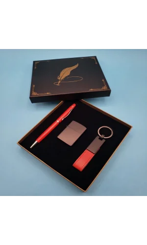 Kırmızı Anahtarlık Çakmak Ve Touchpen Kalem