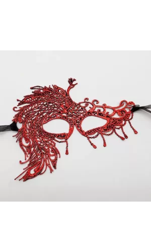 Kırmızı Dantel Masquerade Maskesi 4 No