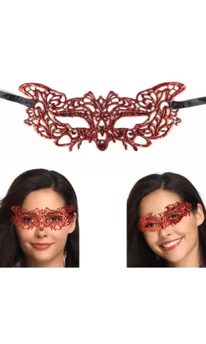 Kırmızı Dantel Masquerade Maskesi 9 No