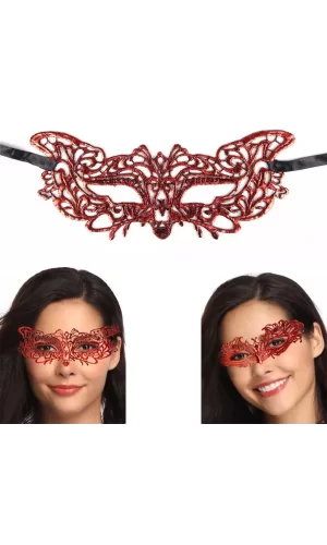 Kırmızı Dantel Masquerade Maskesi 9 No