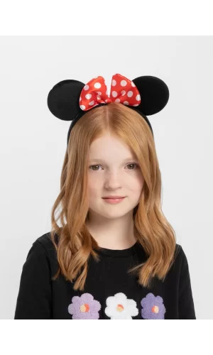 Kırmızı Fiyonklu Minnie Mouse Taç Fare Tacı Kafa Bandı