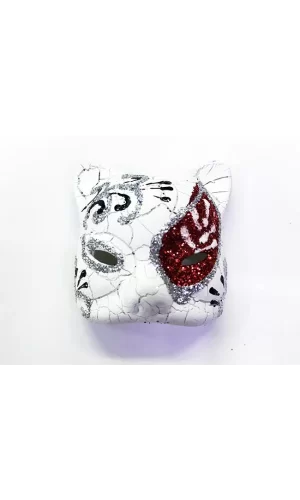 Kırmızı İşlemeli Seramik Venedik Kedi Magnet