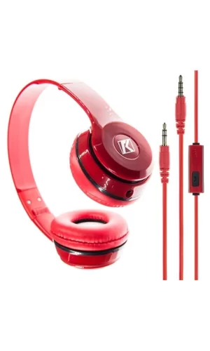 Kırmızı Kulak Üstü Portatif Katlanır Stereo Kulaklık