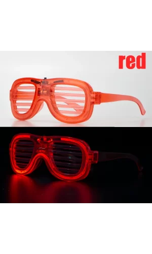 Kırmızı Led Işıklı Parti Gözlüğü - Neon Glow Şerit Gözlük 3 Modlu