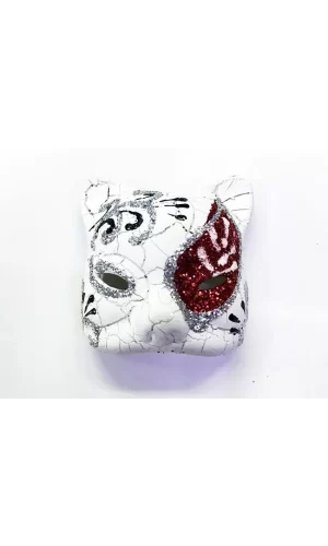 Kırmızı Renk İşlemeli Seramik Malzemeden İmal Venedik Kedi Model Magnet