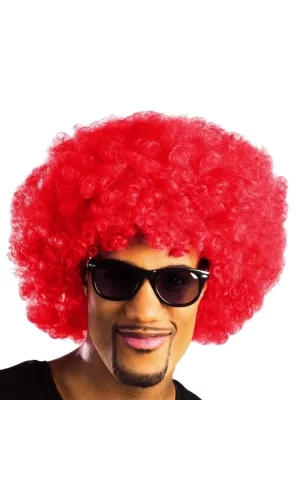 Kırmızı Renk Kıvırcık Afro Bonus Peruk