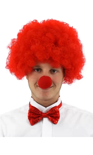 Kırmızı Renk Kıvırcık Afro Palyaço Seti