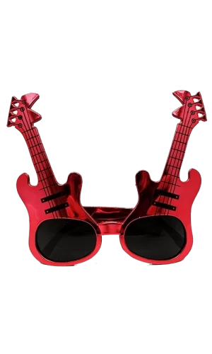Kırmızı Renk Rockn Roll Gitar Şekilli Parti Gözlüğü 15x15 Cm