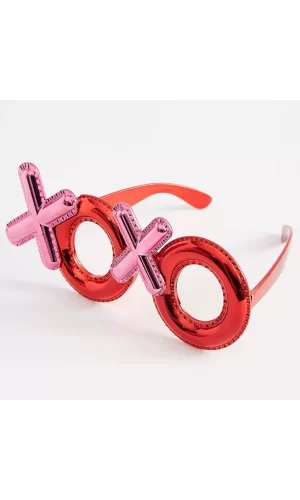 Kırmızı Renk Xoxo Yazılı Parti Gözlüğü 17x7 Cm