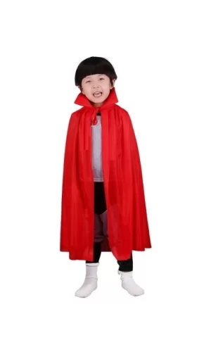 Kırmızı Renk Yakalı Pelerin Çocuk Boy 90 Cm